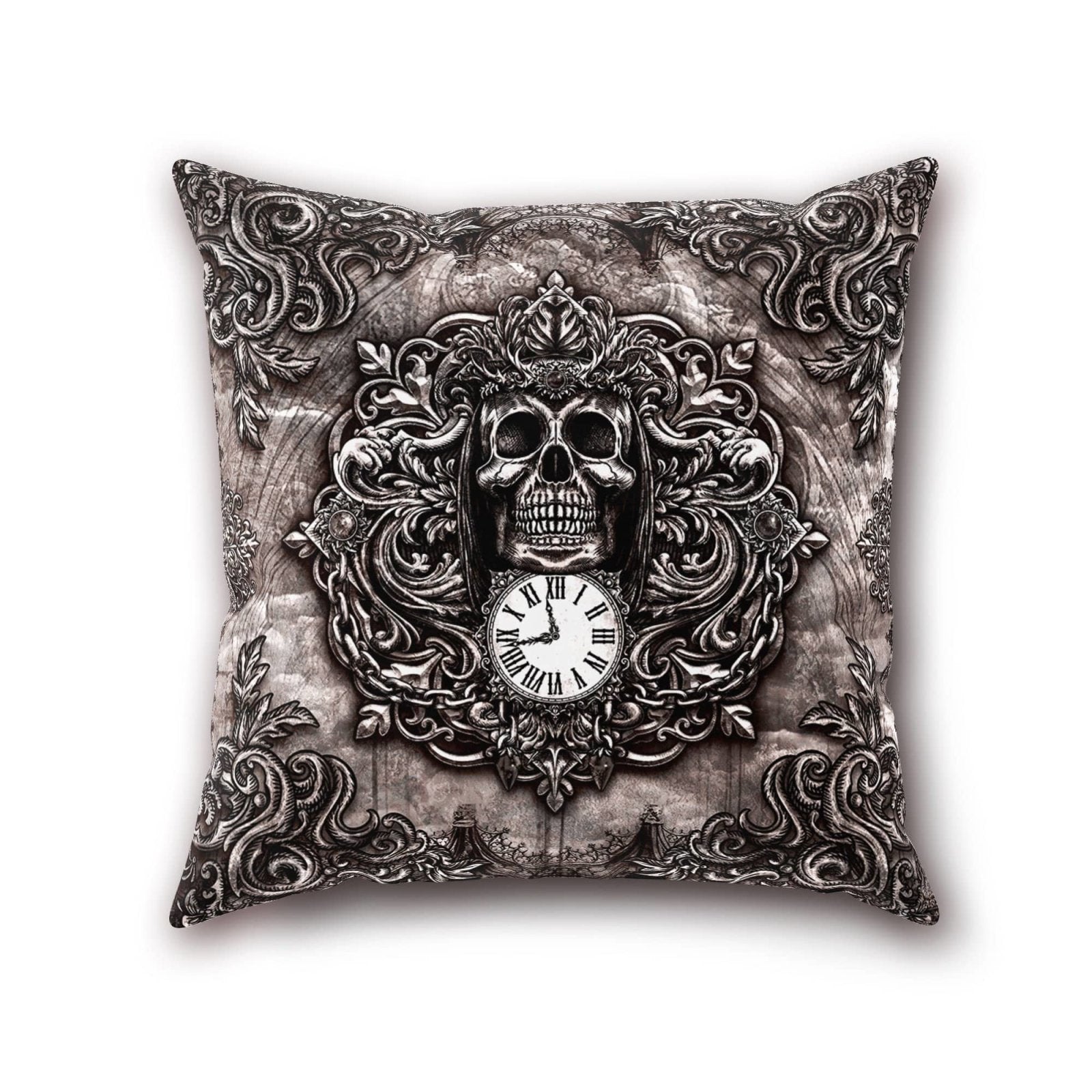Gothic Throw Pillow, Decorative Accent Cushion, Grim Reaper, Memeto Mori, Skull Art, Goth Room Decor, Alternative Home - 3 Colors - Abysm Internal