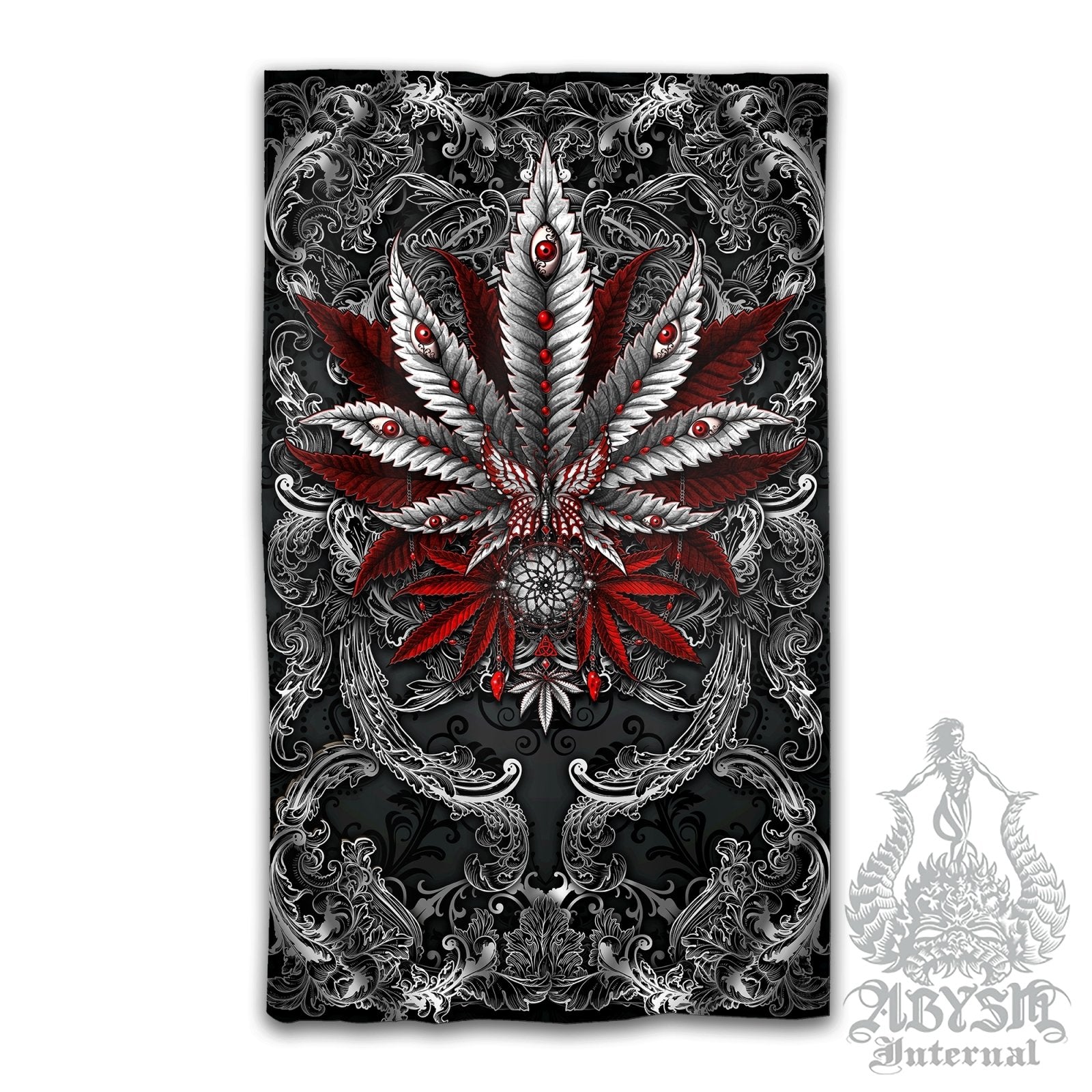 Gothic Weed Blackout Curtains, Cannabis Home and Shop Decor, Long Window Panels, Indie 420 Room Art Print - Dark - Abysm Internal