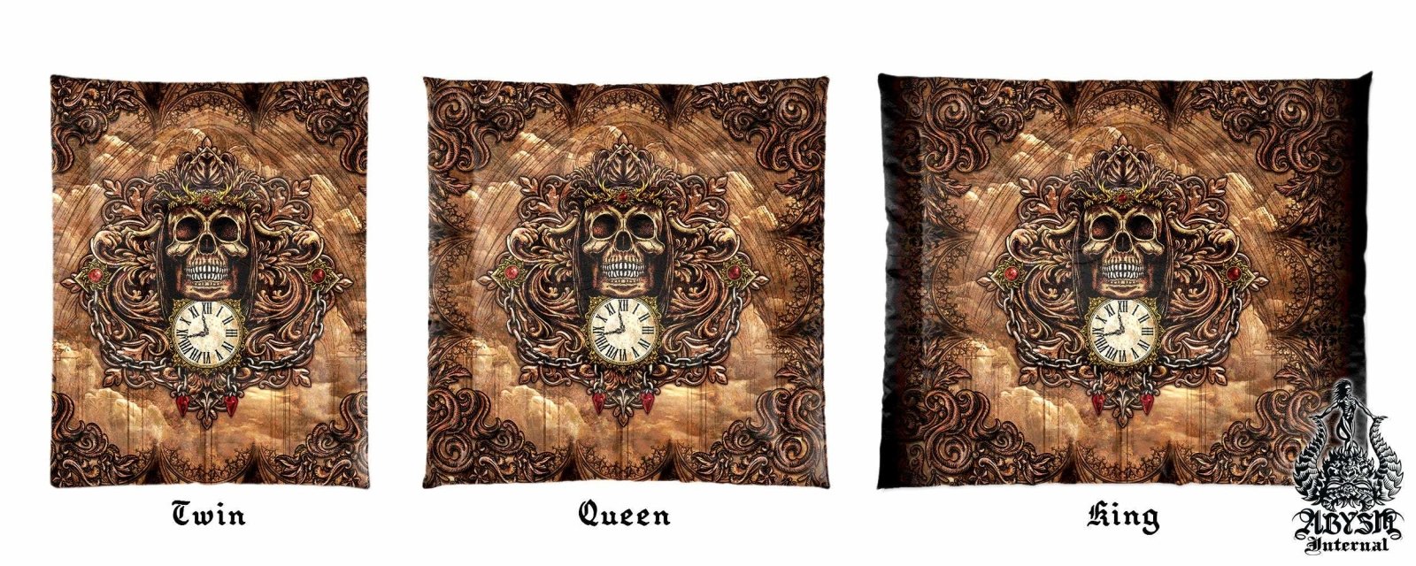 Grim Reaper Bedding Set, Comforter and Duvet, Horror Art, Gothic Bed Cover and Bedroom Decor, King, Queen and Twin Size - Beige - Abysm Internal