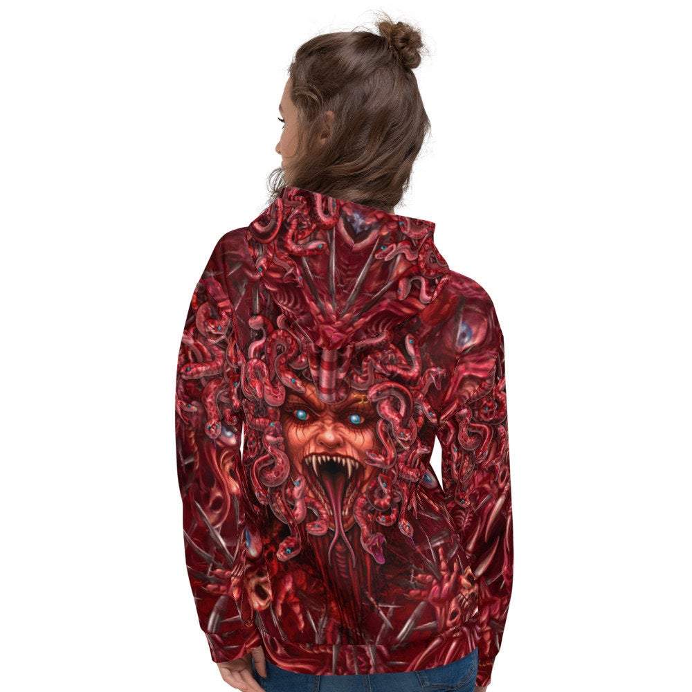 Halloween Hoodie, Horror Streetwear, Spooky Outfit, Alternative Clothing, Unisex - Medusa, Gore and Blood - Abysm Internal