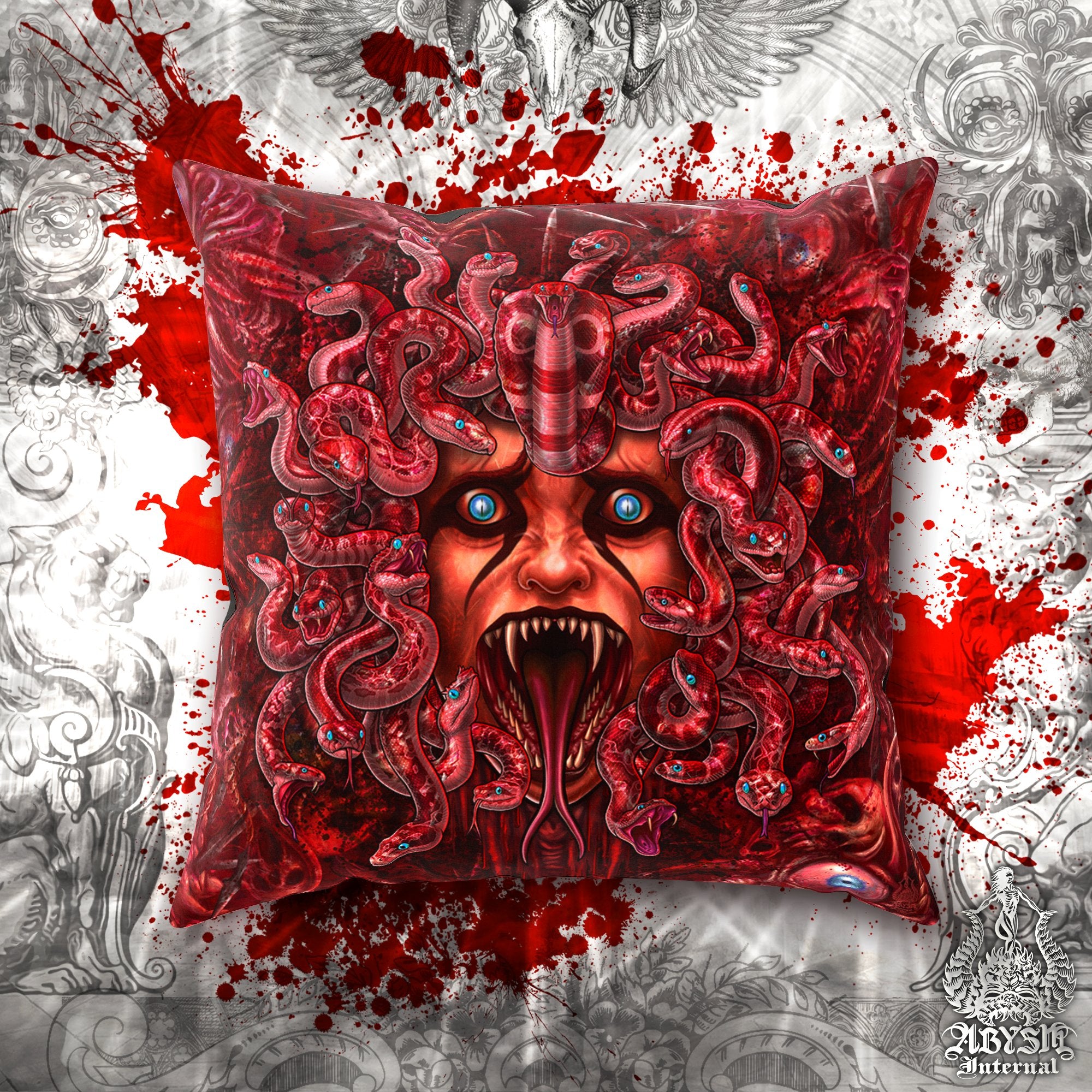 Horror Throw Pillow, Decorative Accent Pillow, Square Cushion