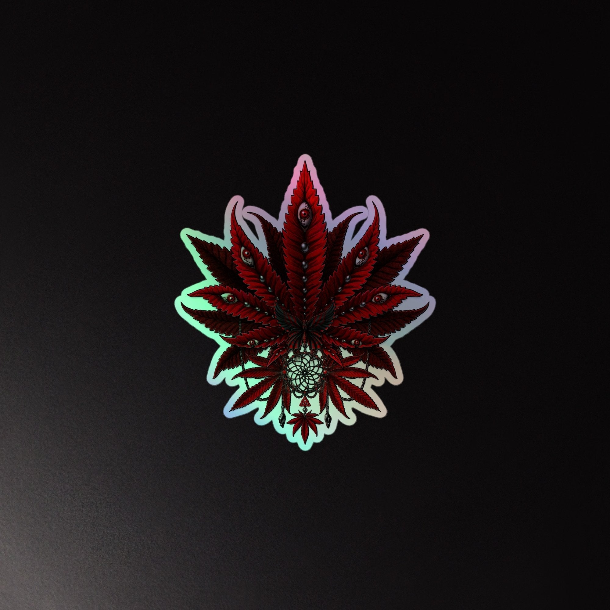 Holographic Cannabis Stickers, Weed Decal, Colorful Pot Leaf Vinyl, Small 420 Gift - Abysm Internal