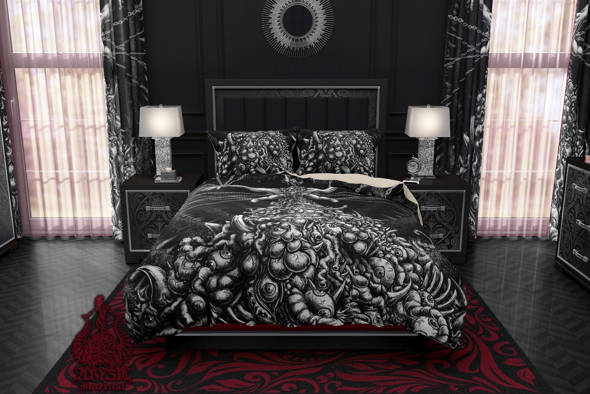 Horror Bedding Set, Comforter and Duvet, Gothic Hell, Satanic Bed Cover and Bedroom Decor, Goth Art, King, Queen and Twin Size - Purging - Abysm Internal