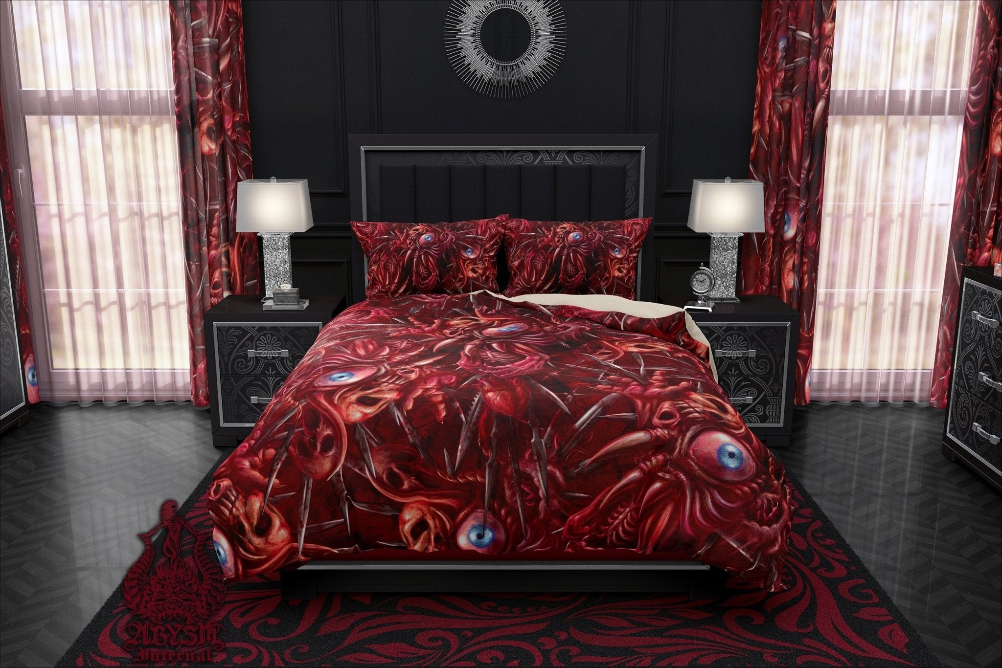 Horror Bedding Set, Comforter and Duvet, Halloween Bed Cover and Bedroom Decor, King, Queen and Twin Size - Gore and Blood Cross - Abysm Internal