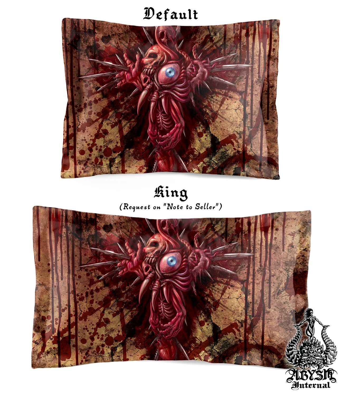 Horror Bedding Set, Comforter and Duvet, Halloween Bed Cover and Bedroom Decor, King, Queen and Twin Size - Gore Cross, Dark Grunge - Abysm Internal