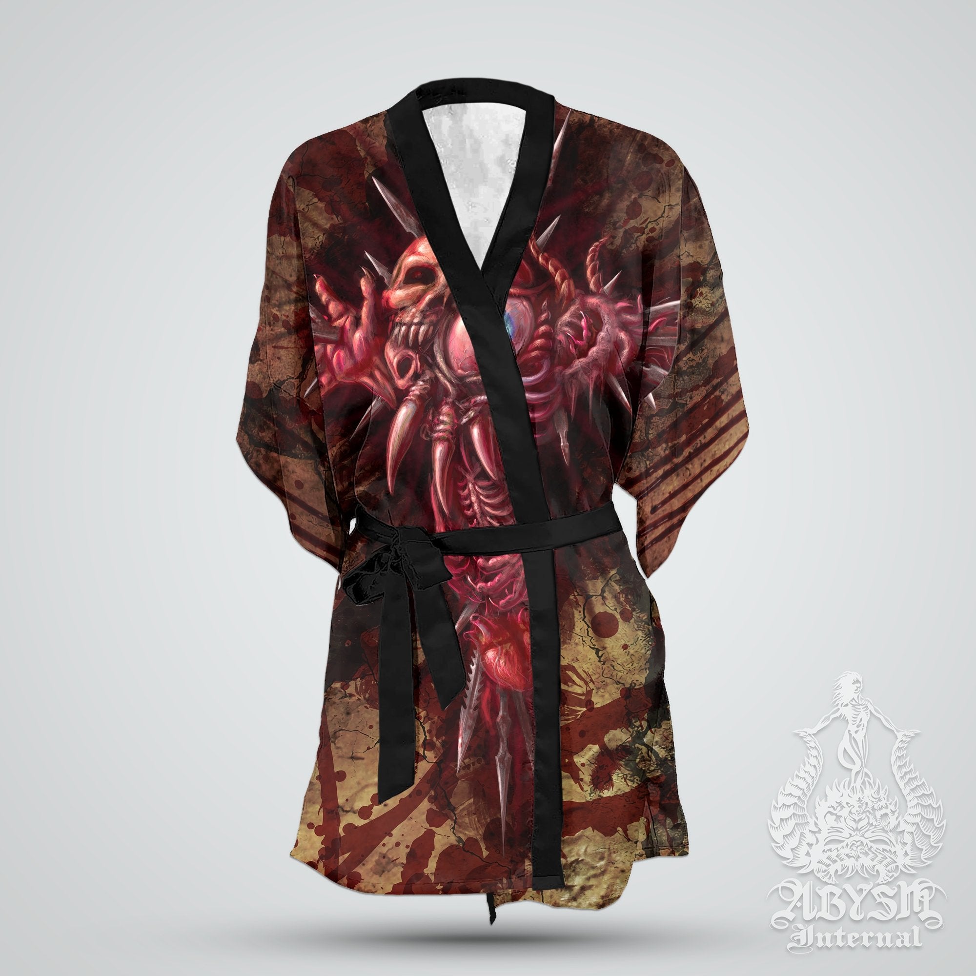 Horror Cover Up, Beach Outfit, Party Kimono, Halloween Summer Festival Robe, Indie and Alternative Clothing, Unisex - Gore and Blood Cross, Grunge - Abysm Internal