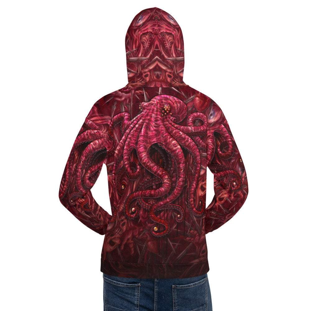 Horror Hoodie, Halloween Streetwear, Scary Outfit, Alternative Clothing, Unisex - Gore and Blood Octopus, Eyeballs - Abysm Internal