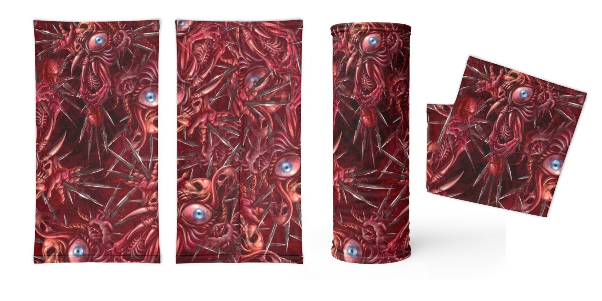 Horror Neck Gaiter, Face Mask, Head Covering, Spooky, Halloween, Street Outfit - Gore & Flesh, Cross - Abysm Internal