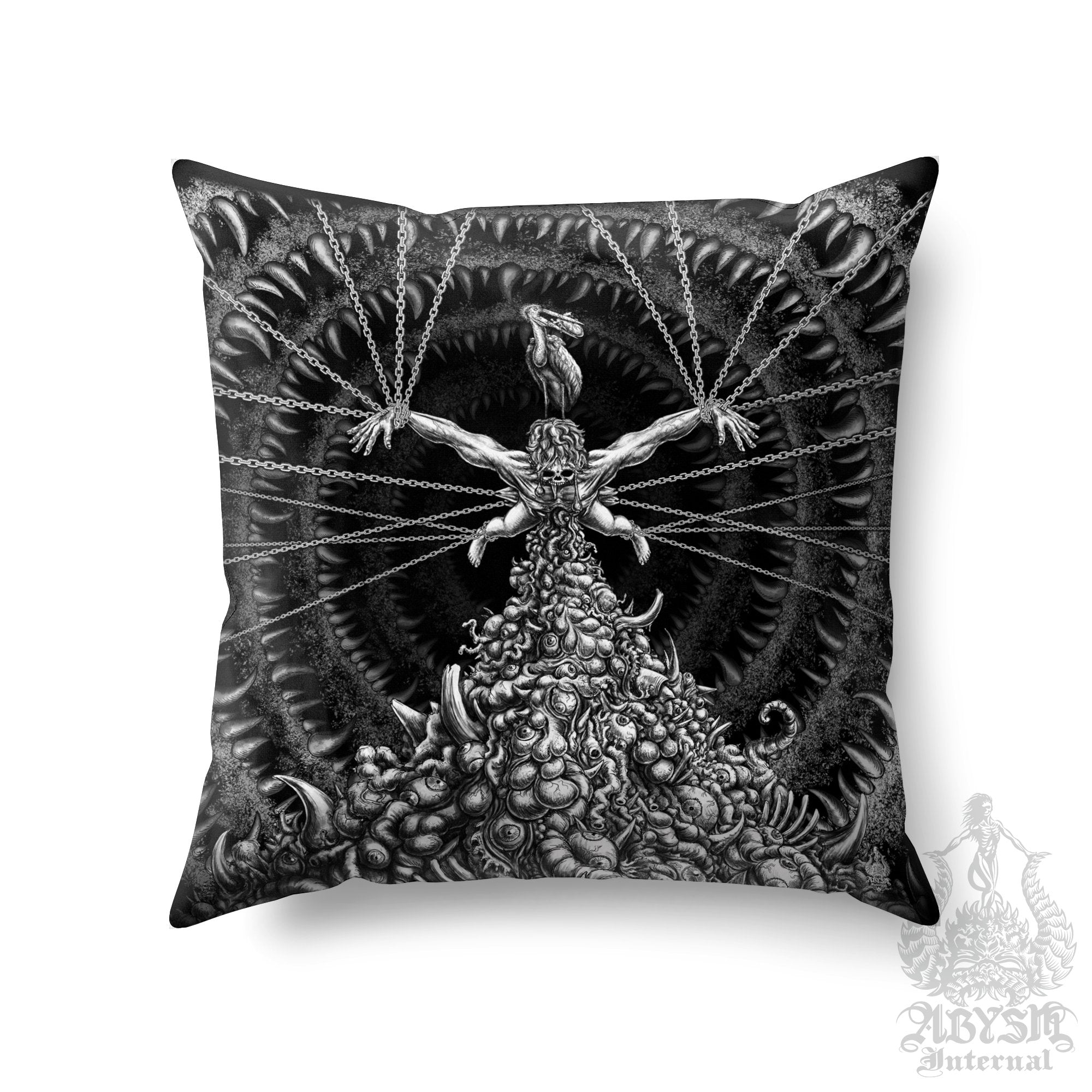 Horror Throw Pillow, Decorative Accent Cushion, Goth Room Decor, Dark Art, Alternative Home - Purging - Abysm Internal