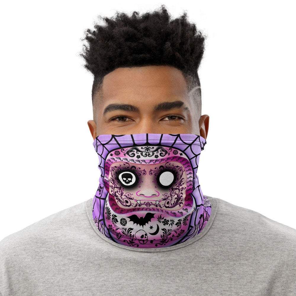 Japanese Neck Gaiter, Face Mask, Head Covering, Daruma, Funny Anime Style Outfit - Pastel Goth - Abysm Internal