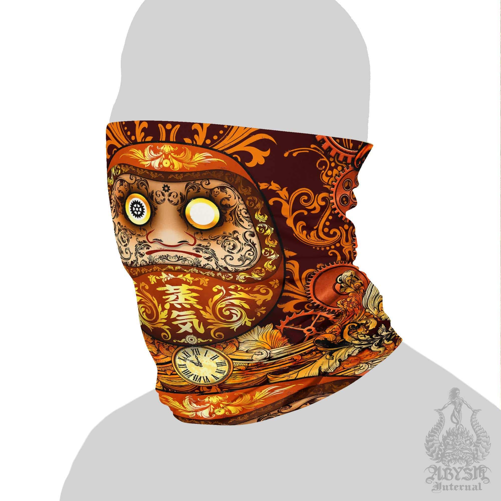 Japanese Neck Gaiter, Face Mask, Head Covering, Daruma, Funny Anime Style Outfit - Steampunk - Abysm Internal