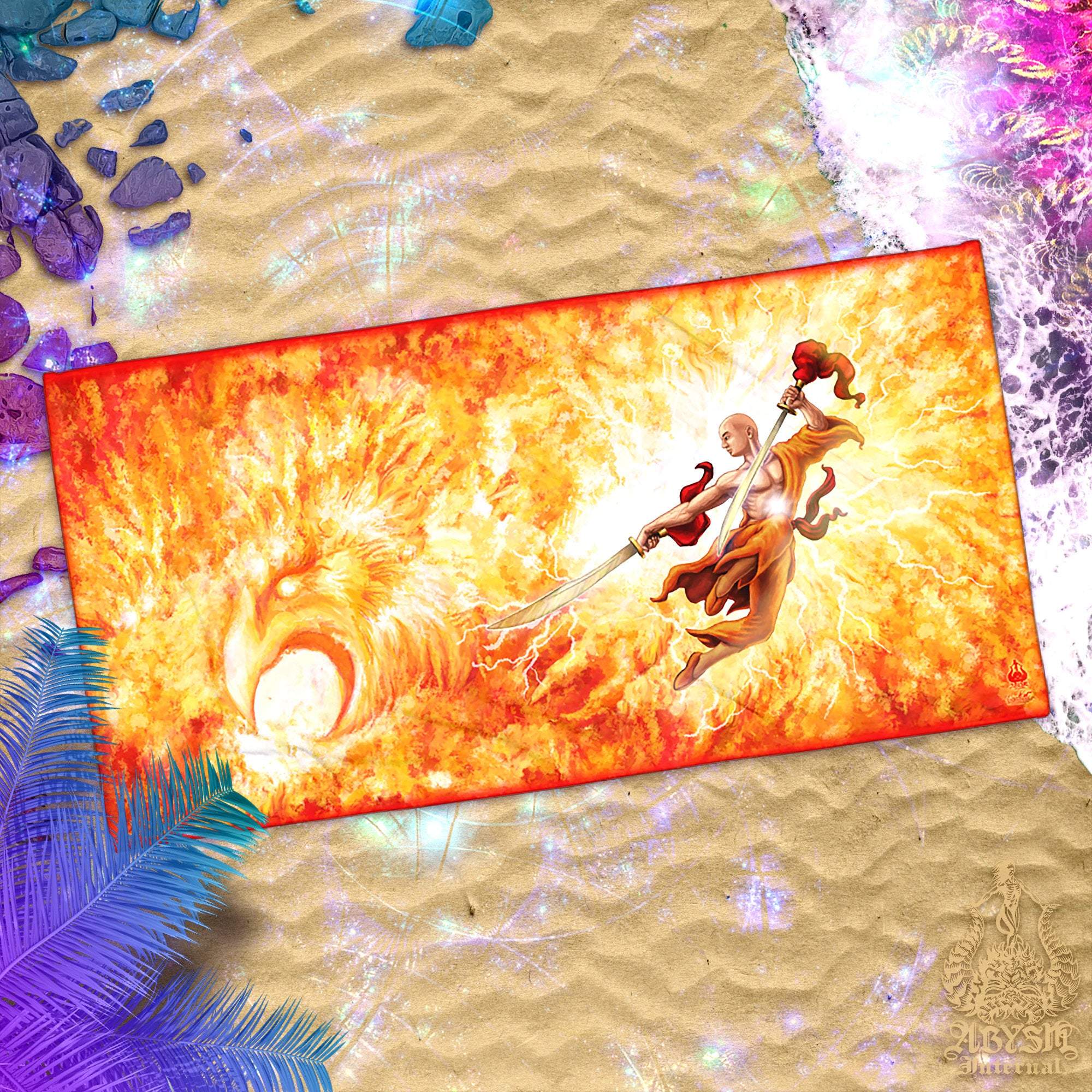 Kung Fu Beach Towel, Children Cool Gift Idea for Gamer Kids - Shaolin Monk - Abysm Internal