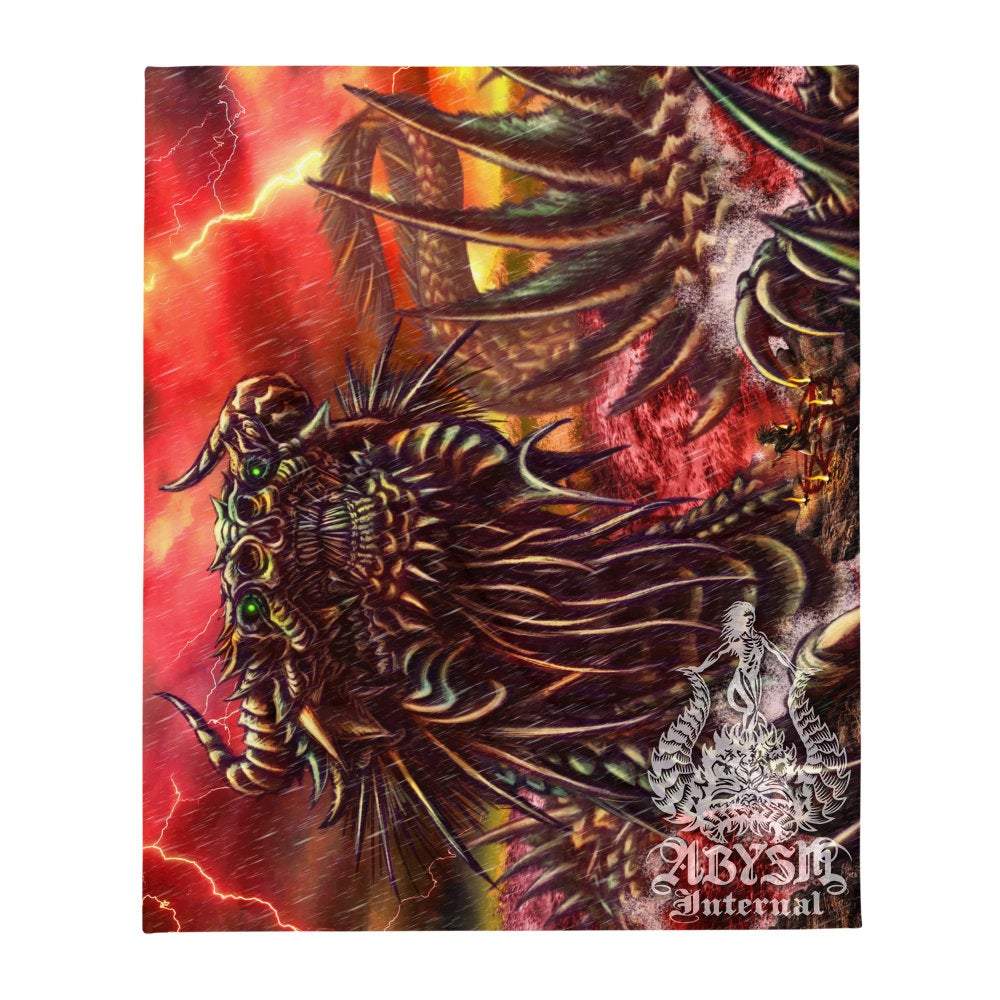 Leviathan Tapestry, Demon Art Print, Satanic Decor - Dragon Serpent, 2 Colors - Abysm Internal