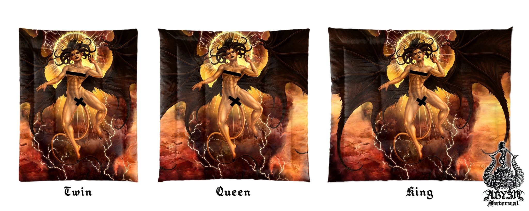 Lilith Bedding Set, Comforter and Duvet, Dark Erotic Art, Satanic Room, Sexy Demoness, Alternative Bed Cover and Bedroom Decor, King, Queen and Twin Size - Nude - Abysm Internal