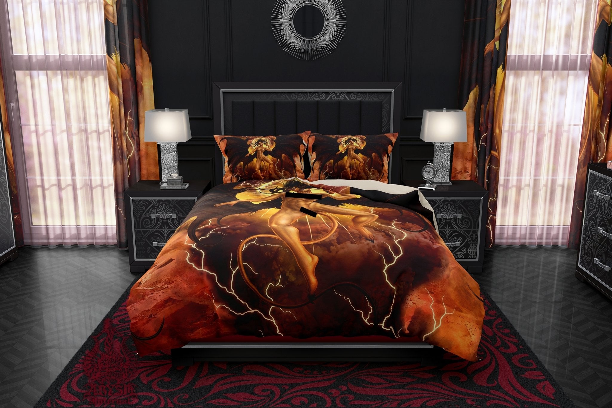 Lilith Bedding Set, Comforter and Duvet, Dark Erotic Art, Satanic Room, Sexy Demoness, Alternative Bed Cover and Bedroom Decor, King, Queen and Twin Size - Nude - Abysm Internal