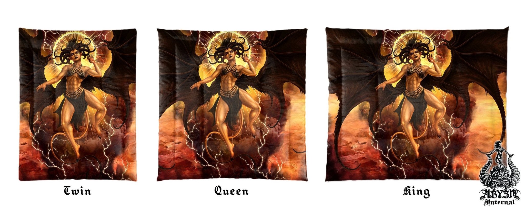 Lilith Bedding Set, Comforter and Duvet, Satanic Demon Art, Alternative Bed Cover and Bedroom Decor, King, Queen and Twin Size - Clothed - Abysm Internal