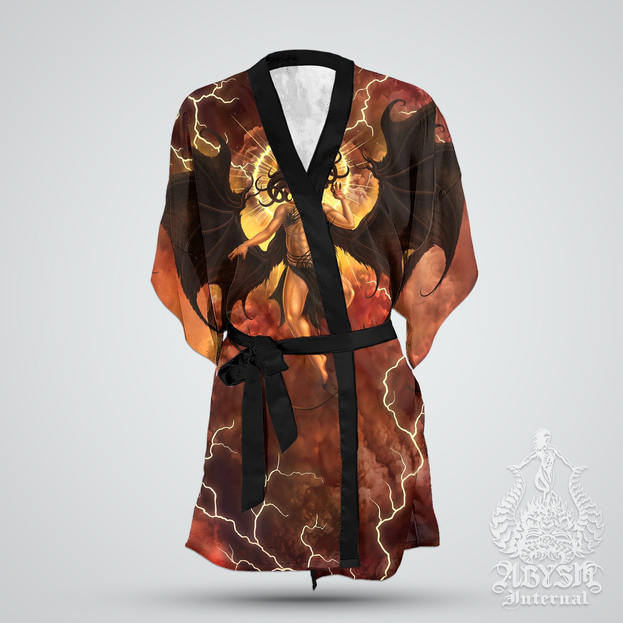 Lilith Cover Up, Beach Outfit, Party Kimono, Fantasy Summer Festival Robe, Indie and Alternative Clothing, Unisex - Satanic Demon - Abysm Internal