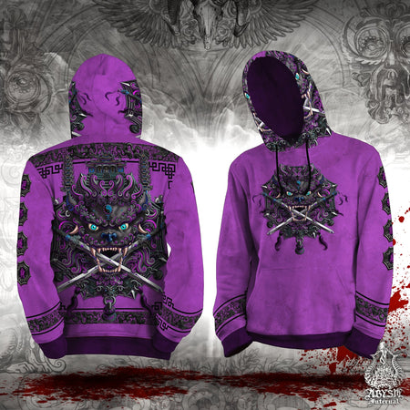 Lion Sweater, Purple Pullover, Street Outfit, Chinese Lion Sweater, Purple Pullover, Street Outfit, Chinese