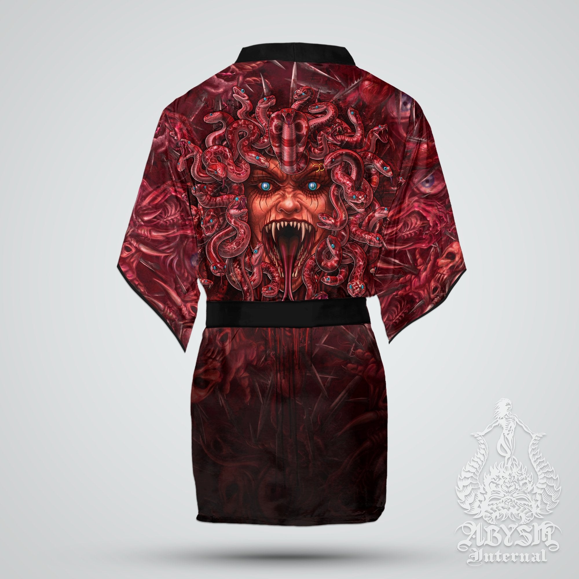 Medusa Cover Up, Beach Outfit, Party Kimono, Halloween Summer Festival Robe, Indie and Alternative Clothing, Unisex - Horror, Gore and Blood - Abysm Internal