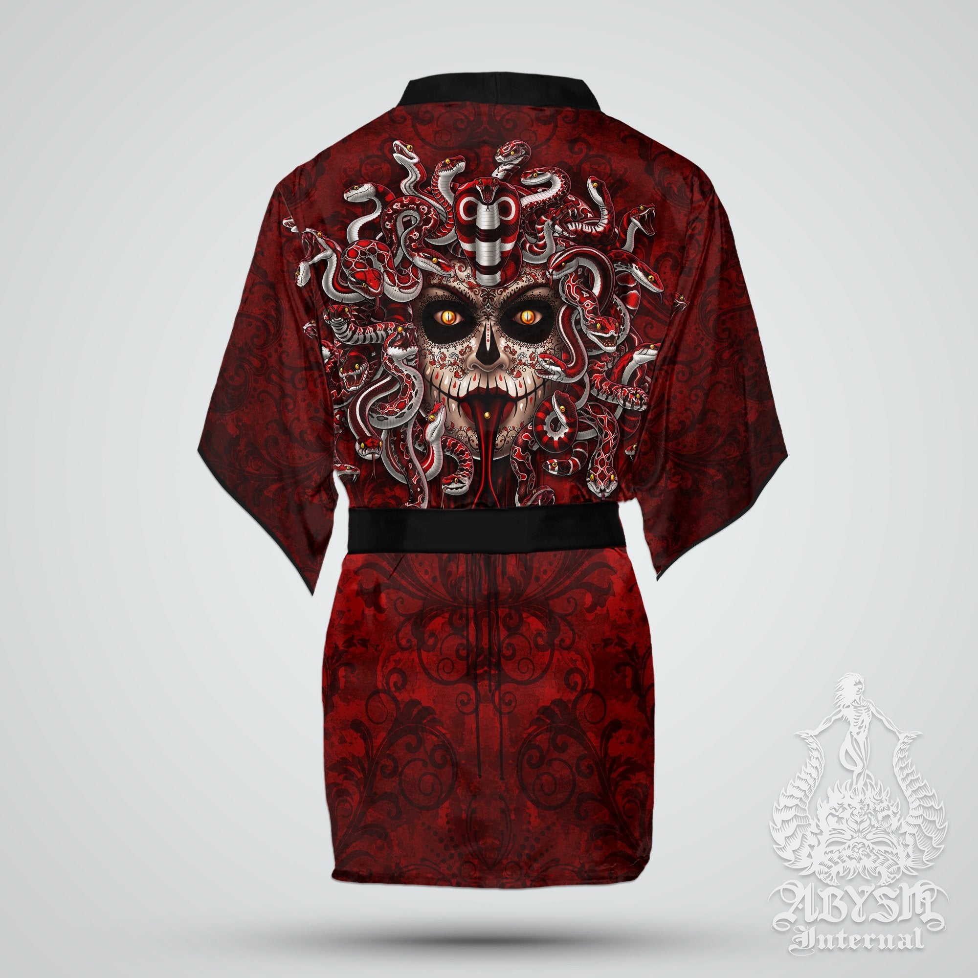Medusa Cover Up, Beach Outfit, Party Kimono, Summer Festival Robe, Gothic Indie and Alternative Clothing, Unisex - Catrina, Day of the Dead - Abysm Internal