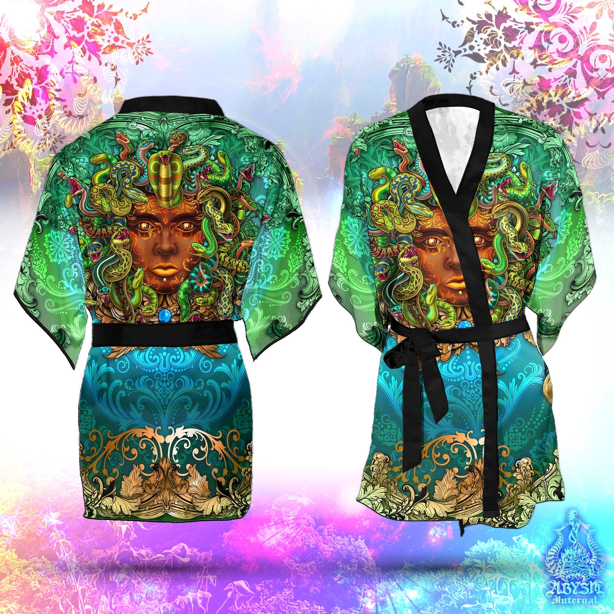 Medusa Cover Up, Beach Outfit, Party Kimono, Summer Festival Robe, Indie and Alternative Clothing, Unisex - Nature - Abysm Internal
