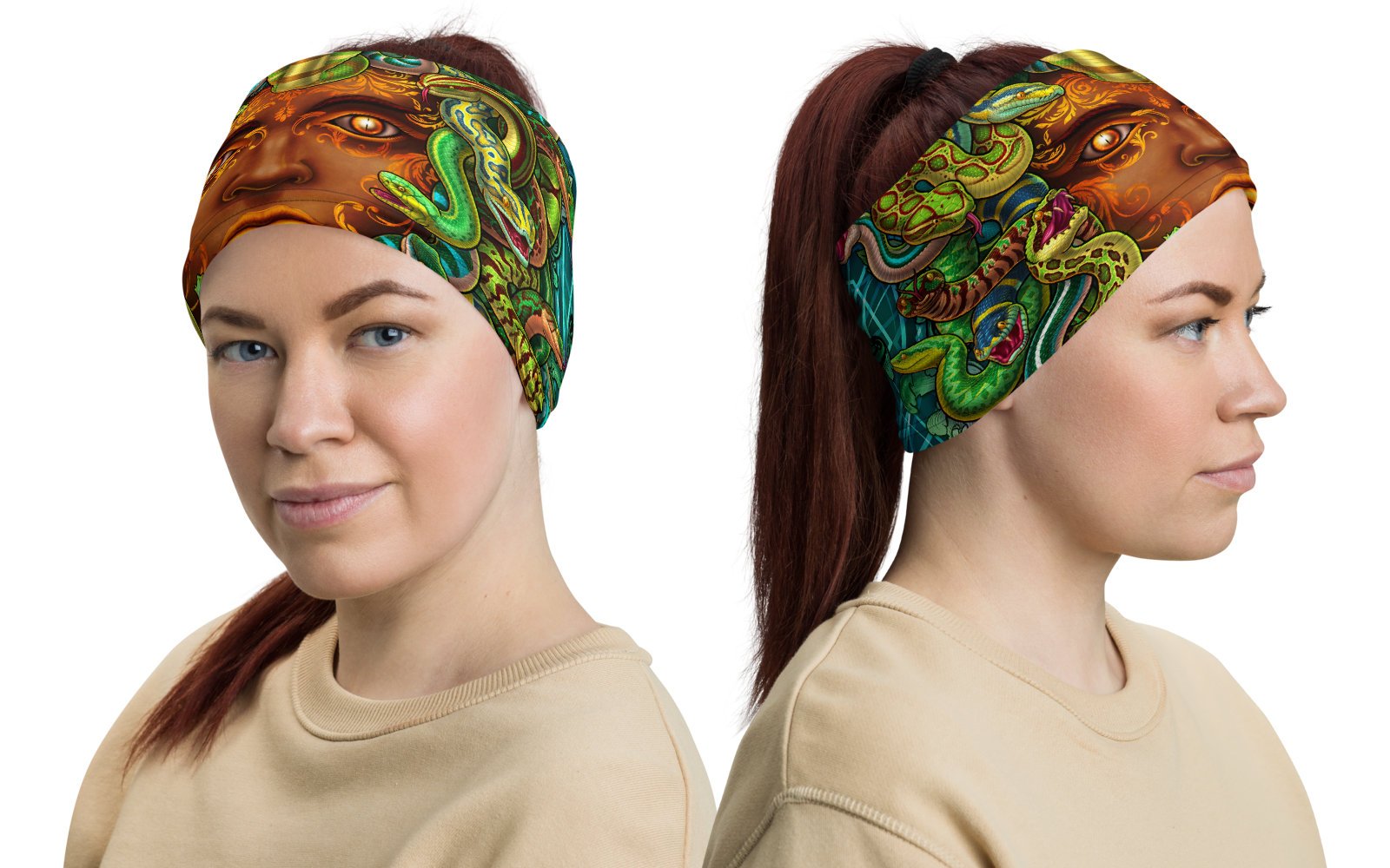 Medusa Neck Gaiter, Face Mask, Head Covering, Snakes Headband, Fantasy Outfit - Nature - Abysm Internal