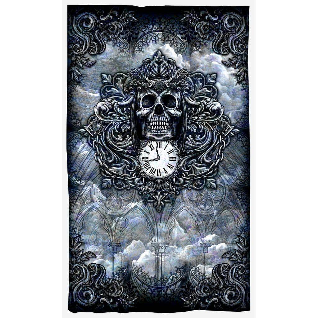 Memento Mori Blackout Curtains, Long Window Panels, Grim Reaper Skull, Gothic Horror Room Decor, Art Print - Blue - Abysm Internal