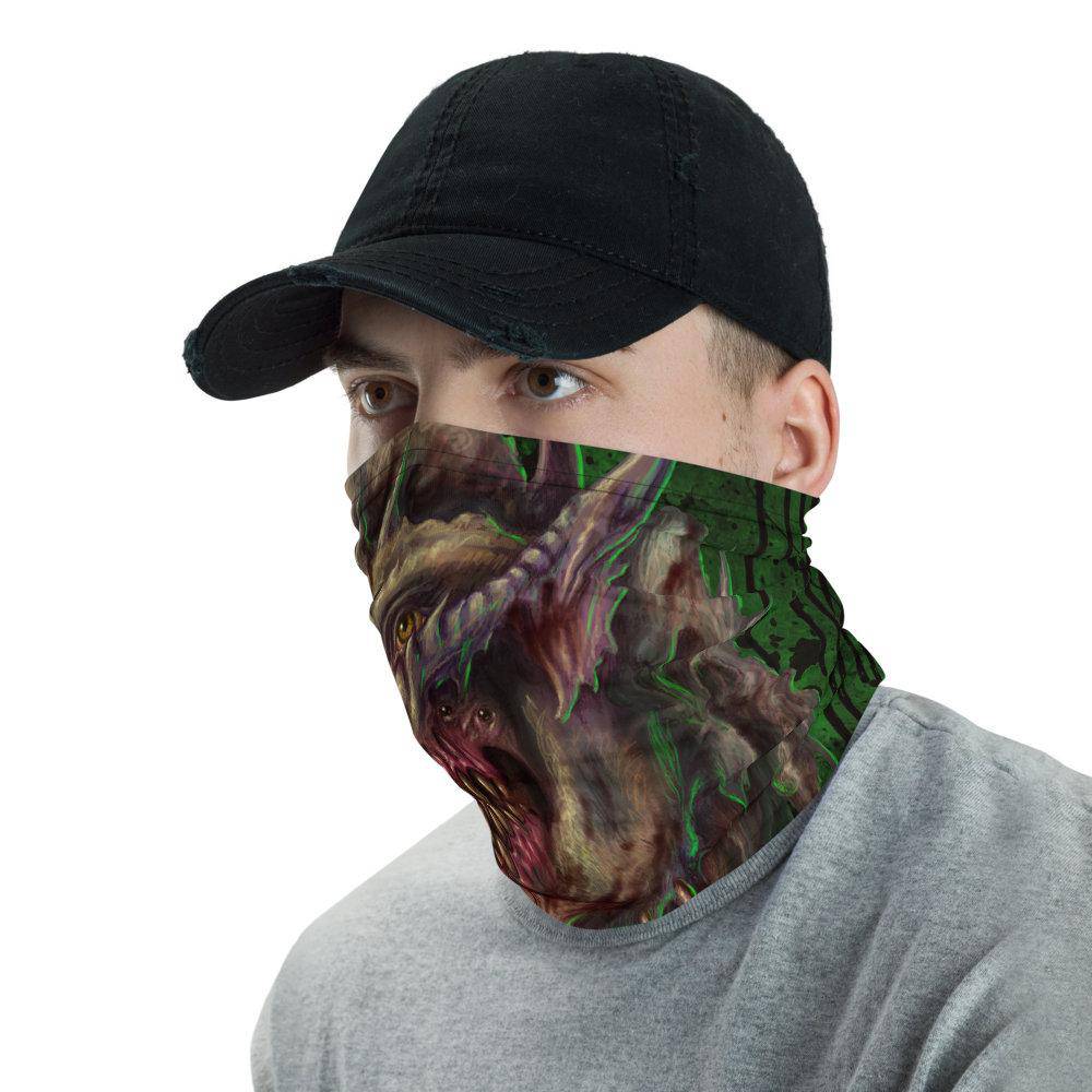 Monster Neck Gaiter, Face Mask, Head Covering, Halloween, Street Outfit - Green - Abysm Internal