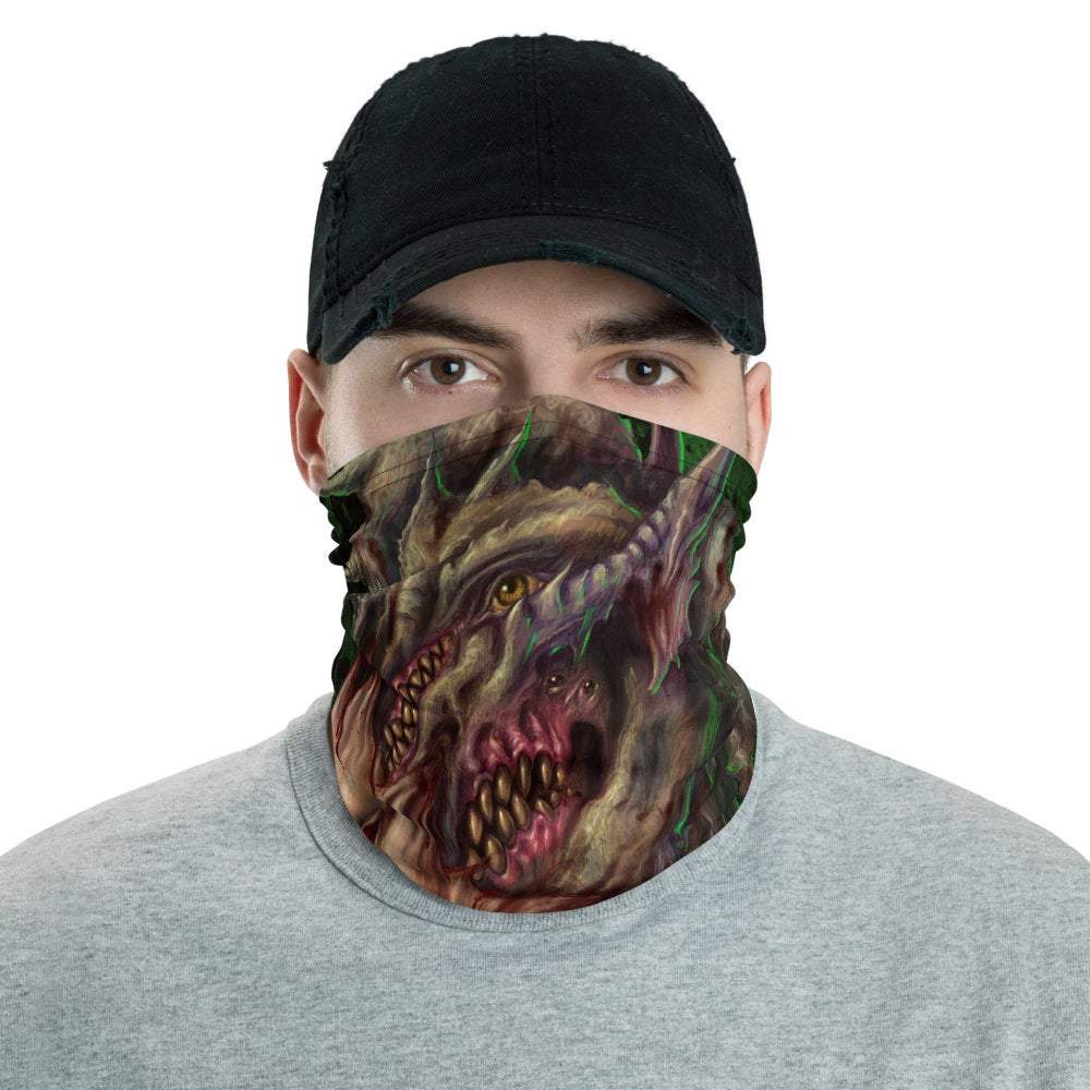 Monster Neck Gaiter, Face Mask, Head Covering, Halloween, Street Outfit - Green - Abysm Internal