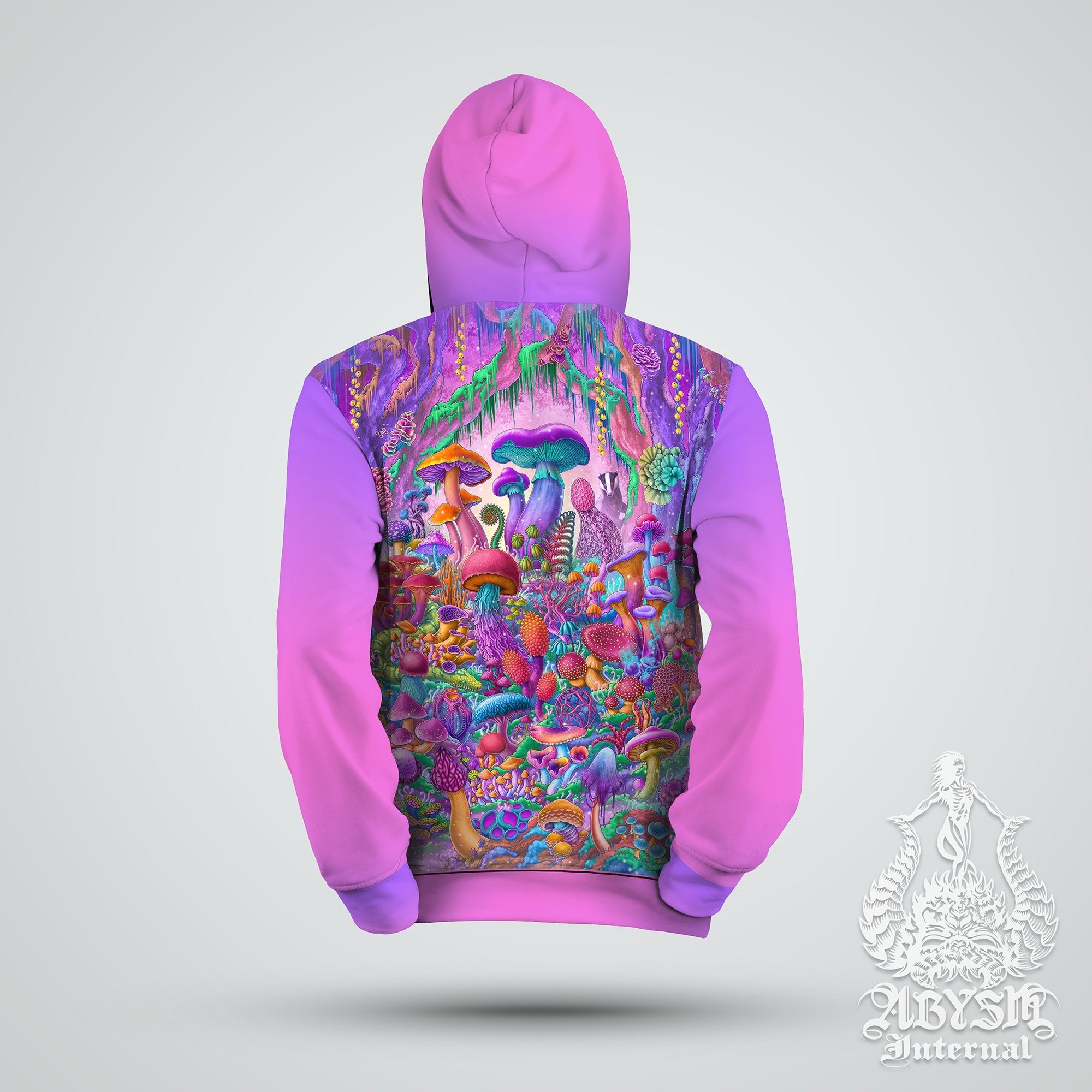 Mushrooms Hoodie, Trippy Aesthetic Pullover, Festival Outfit, Psychedelic Magic Shrooms, Pastel Girl Streetwear, Indie Alternative Clothing, Unisex - Abysm Internal