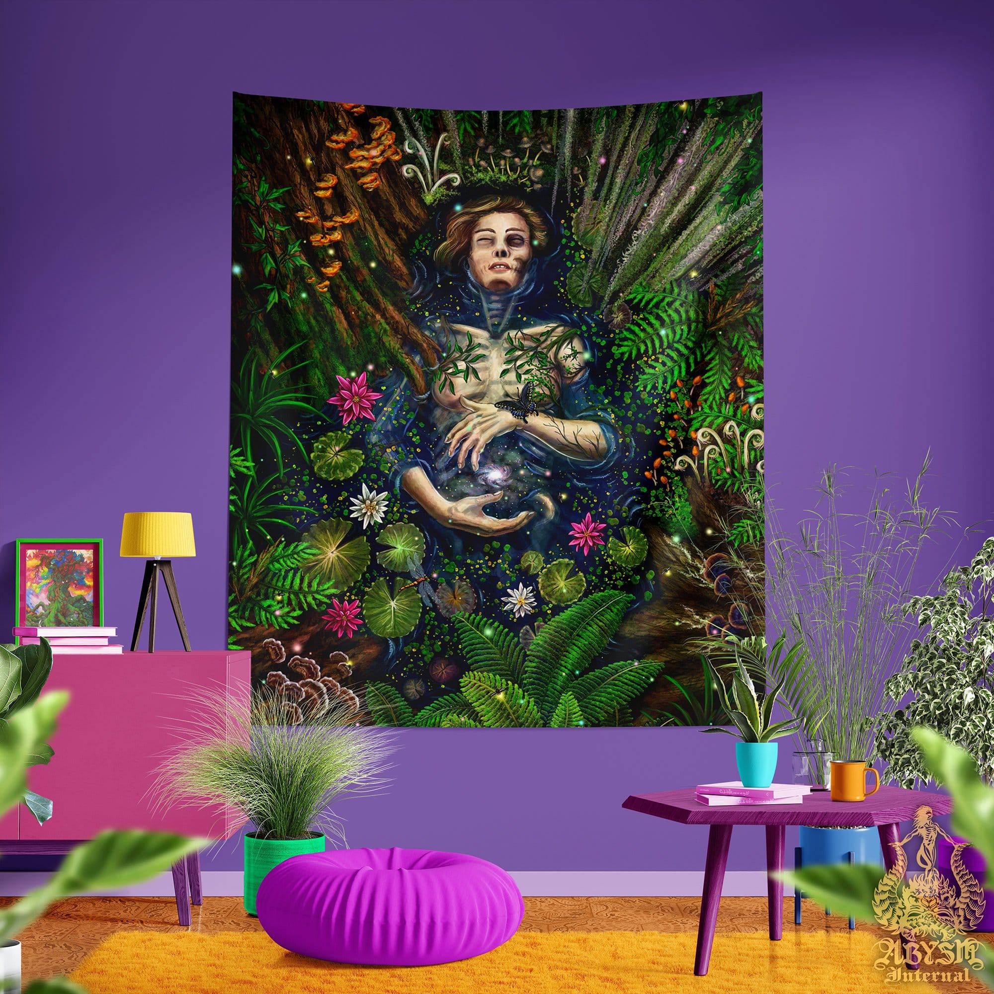 Nature Tapestry, Spiritual Wall Hanging, Eclectic Home Decor, Vertical Art  Print, Eclectic and Funky - Life & Death Cycle