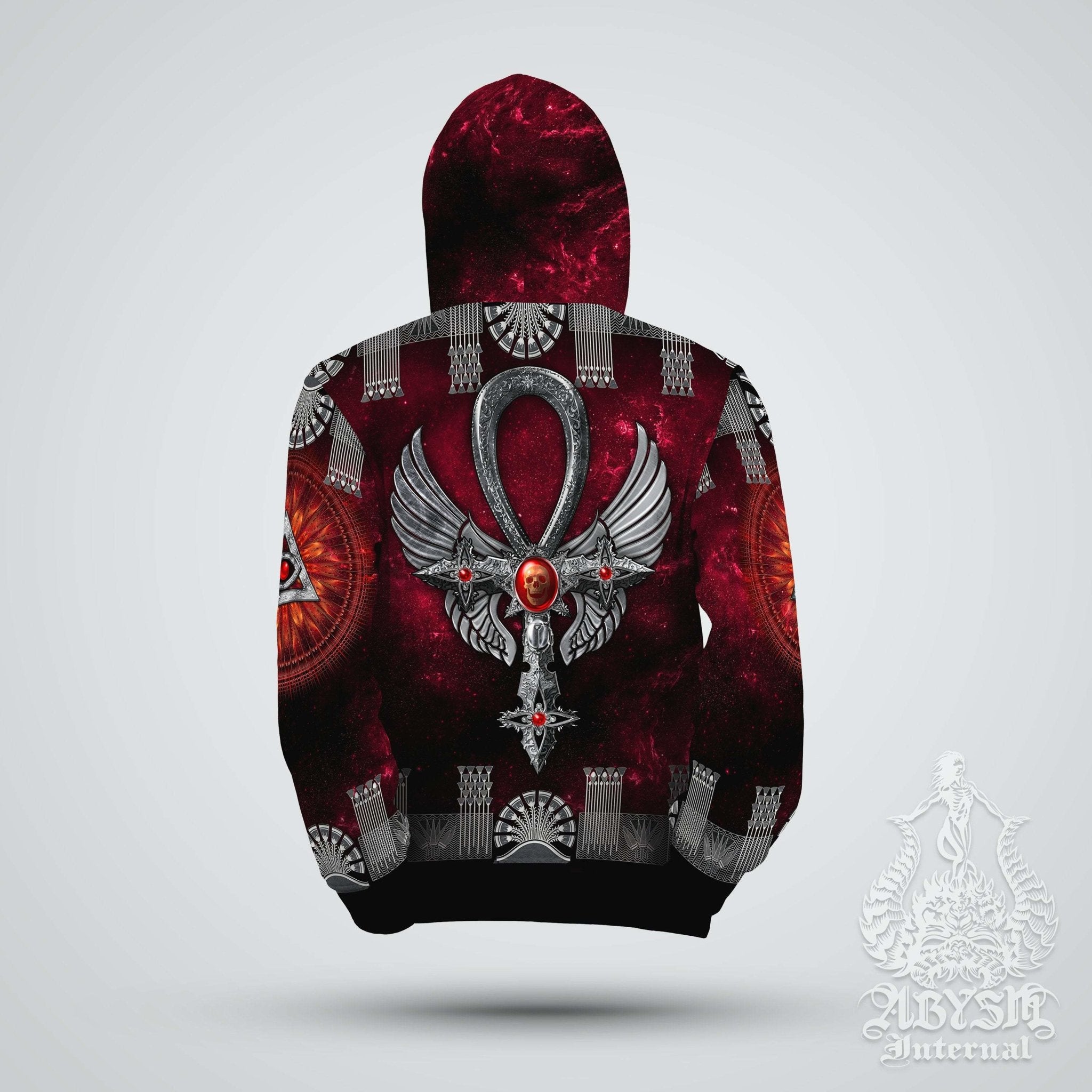 Occult Hoodie, Gothic Streetwear, Egyptian Goth Outfit, Alternative Clothing, Unisex - Ankh Cross - Abysm Internal