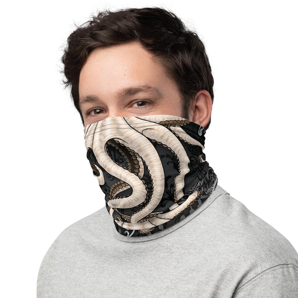 Octopus Neck Gaiter, Face Mask, Head Covering, Indie Outfit - Black & White - Abysm Internal