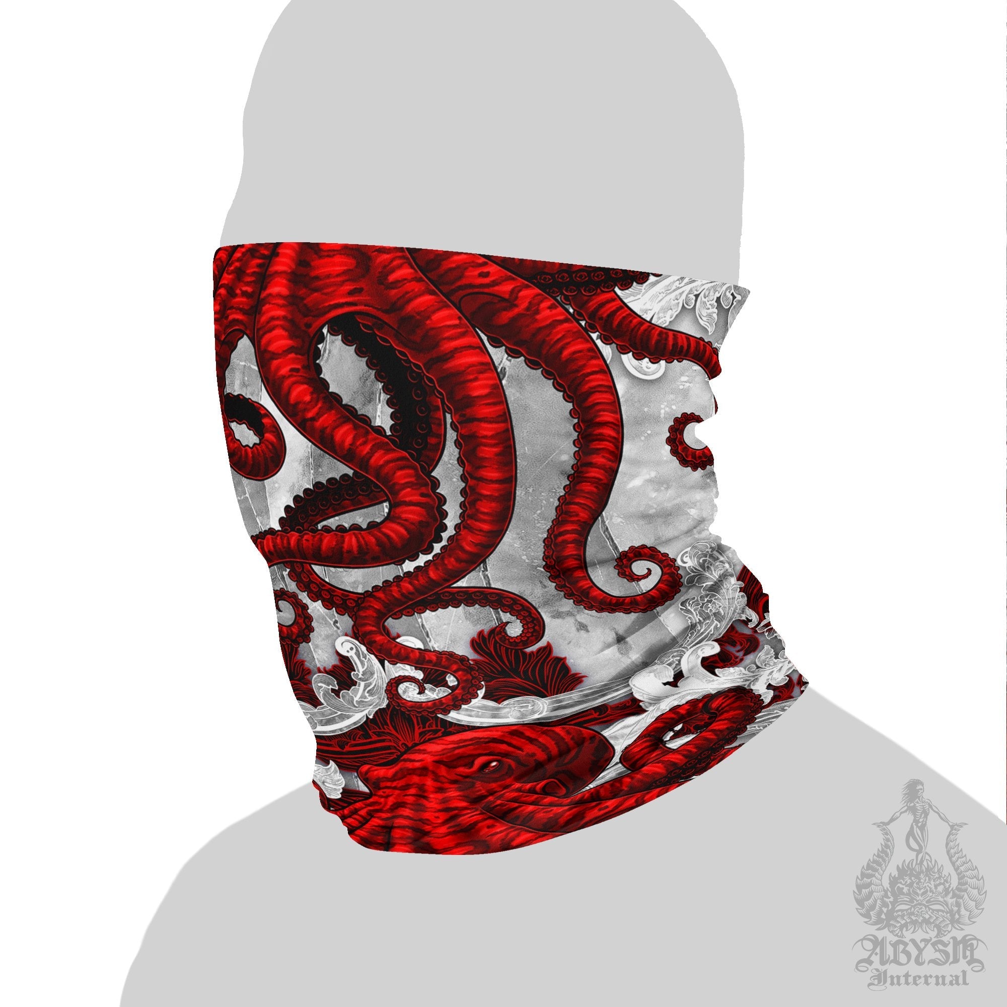 Octopus Neck Gaiter, Face Mask, Head Covering, Indie Outfit - Bloody - Abysm Internal