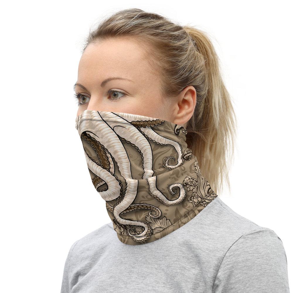 Octopus Neck Gaiter, Face Mask, Head Covering, Indie Outfit - Cream - Abysm Internal