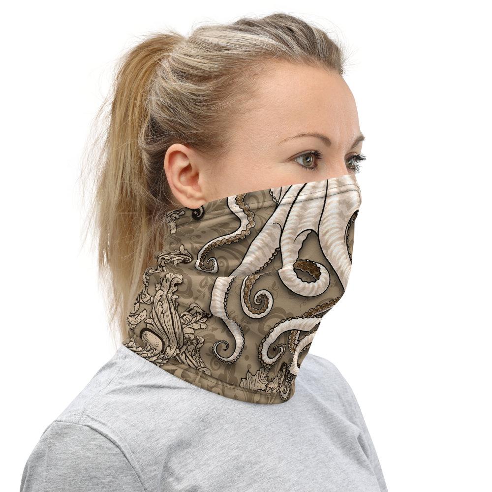 Octopus Neck Gaiter, Face Mask, Head Covering, Indie Outfit - Cream - Abysm Internal