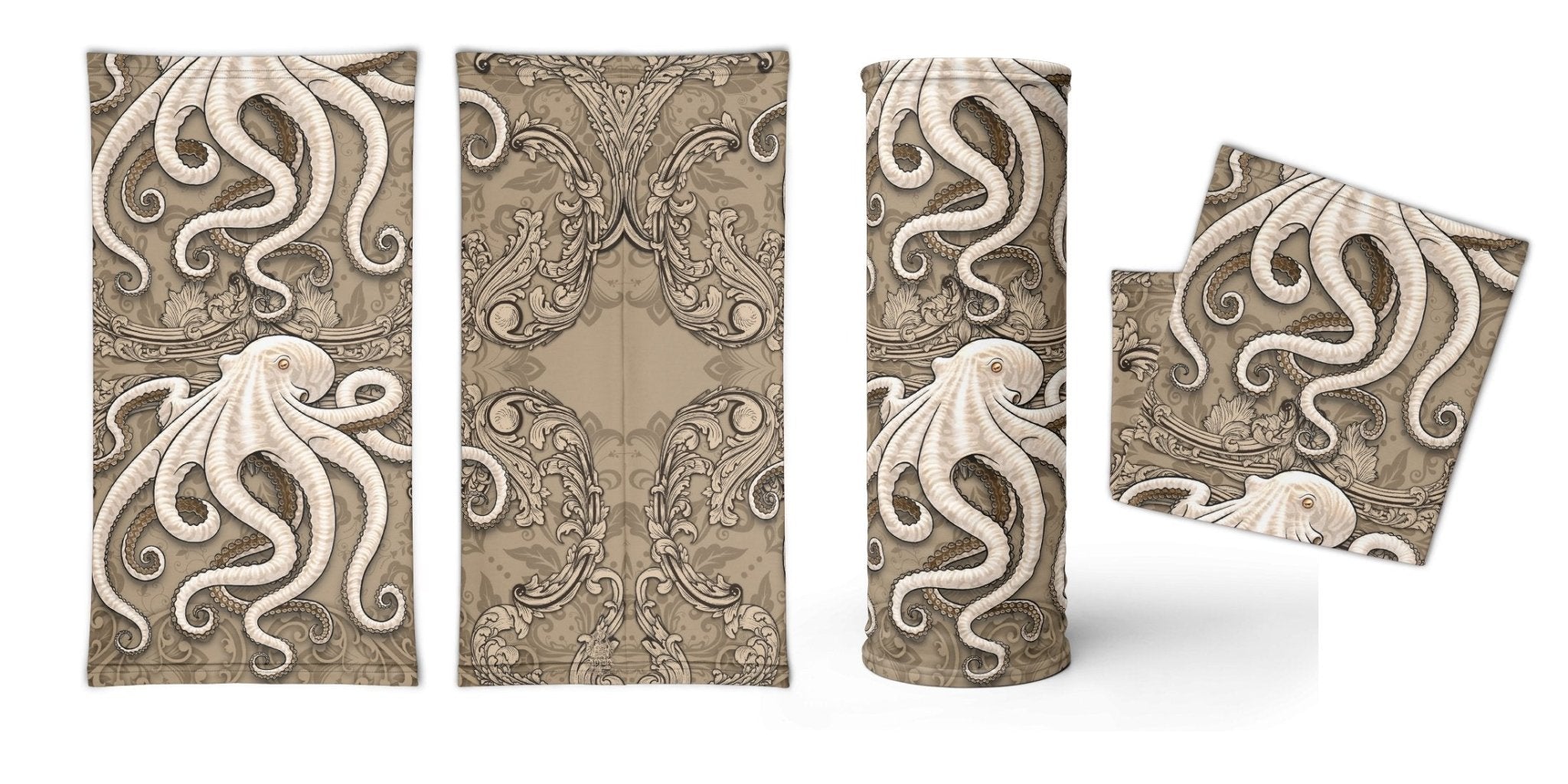 Octopus Neck Gaiter, Face Mask, Head Covering, Indie Outfit - Cream - Abysm Internal