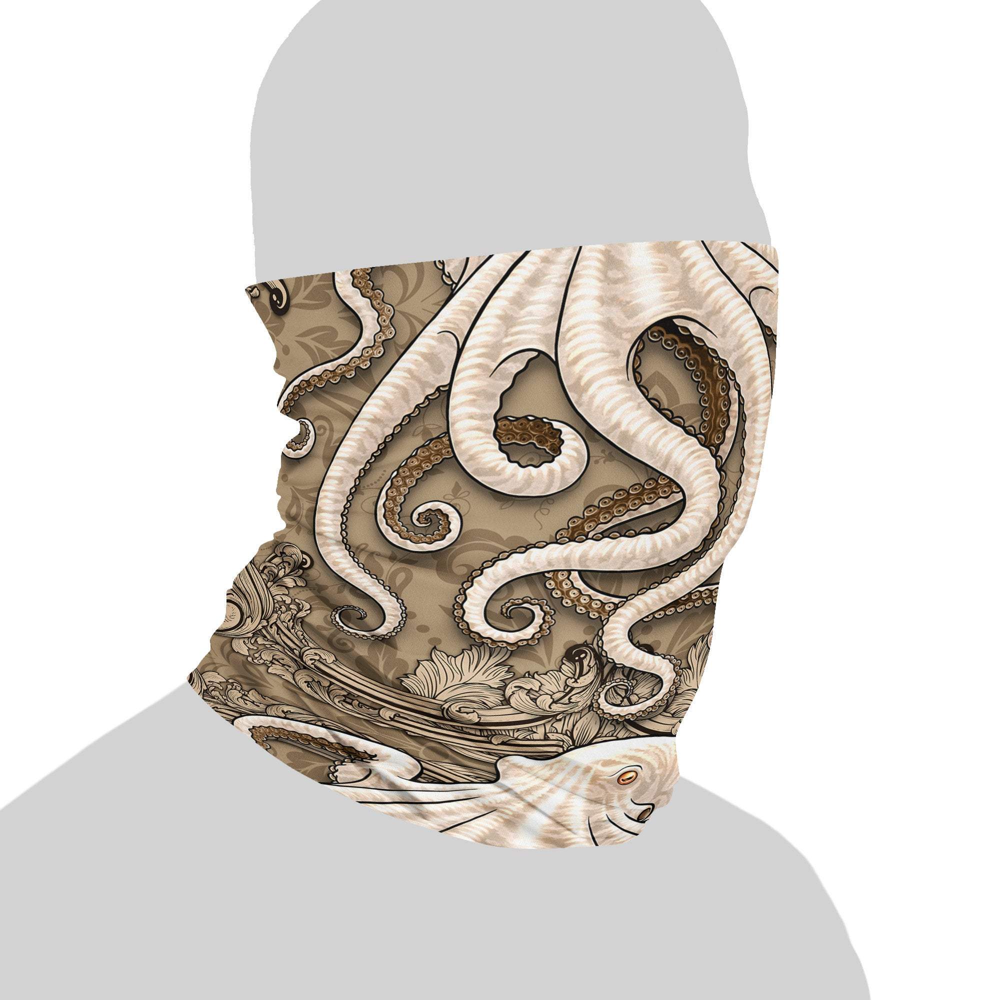 Octopus Neck Gaiter, Face Mask, Head Covering, Indie Outfit - Cream - Abysm Internal