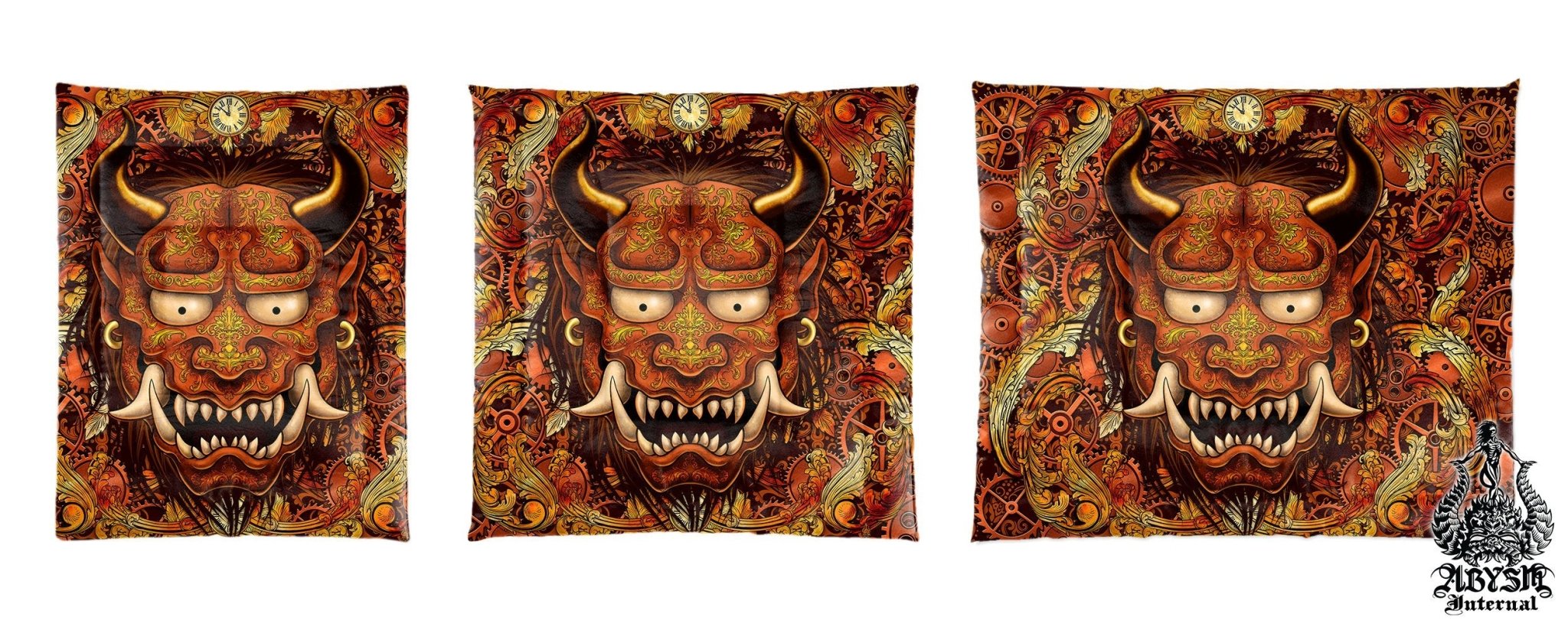 Oni Bedding Set, Comforter and Duvet, Steampunk Bed Cover and Bedroom Decor, King, Queen and Twin Size - Japanese Demon - Abysm Internal
