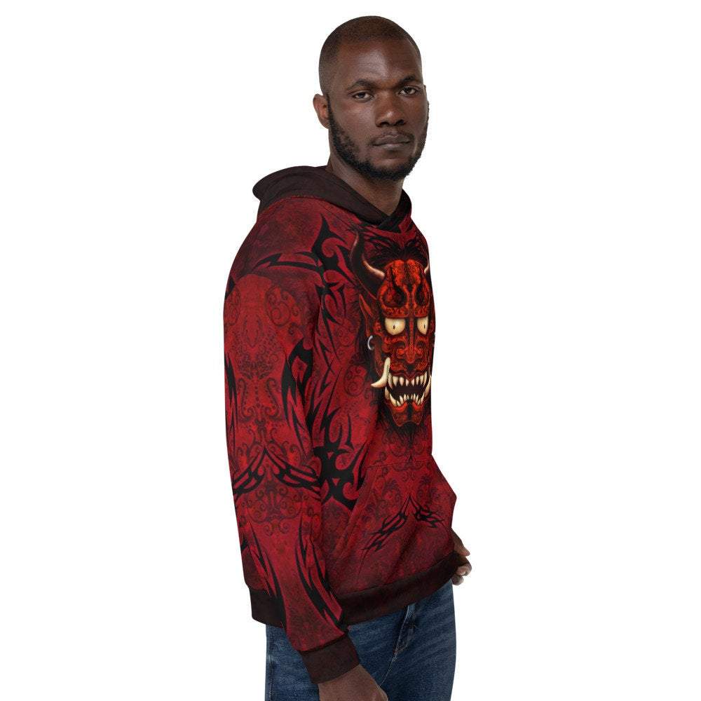 Red Sweater, Goth Hoodie, Japanese Streetwear, Oni Pullover, Street Outfit, Alternative Clothing, Plus Size, Unisex - Red Demon, Black Tattoo Red Sweater, Goth Hoodie, Japanese Streetwear, Oni Pullover, Street Outfit, Alternative Clothing, Plus Size, Unisex - Red Demon, Black Tattoo