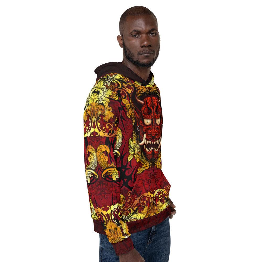 Graffiti Sweater, Japanese Streetwear, Street Outfit, Oni Hoodie, Alternative Clothing, Plus Size, Unisex - Demon, Gold Graffiti Sweater, Japanese Streetwear, Street Outfit, Oni Hoodie, Alternative Clothing, Plus Size, Unisex - Demon, Gold