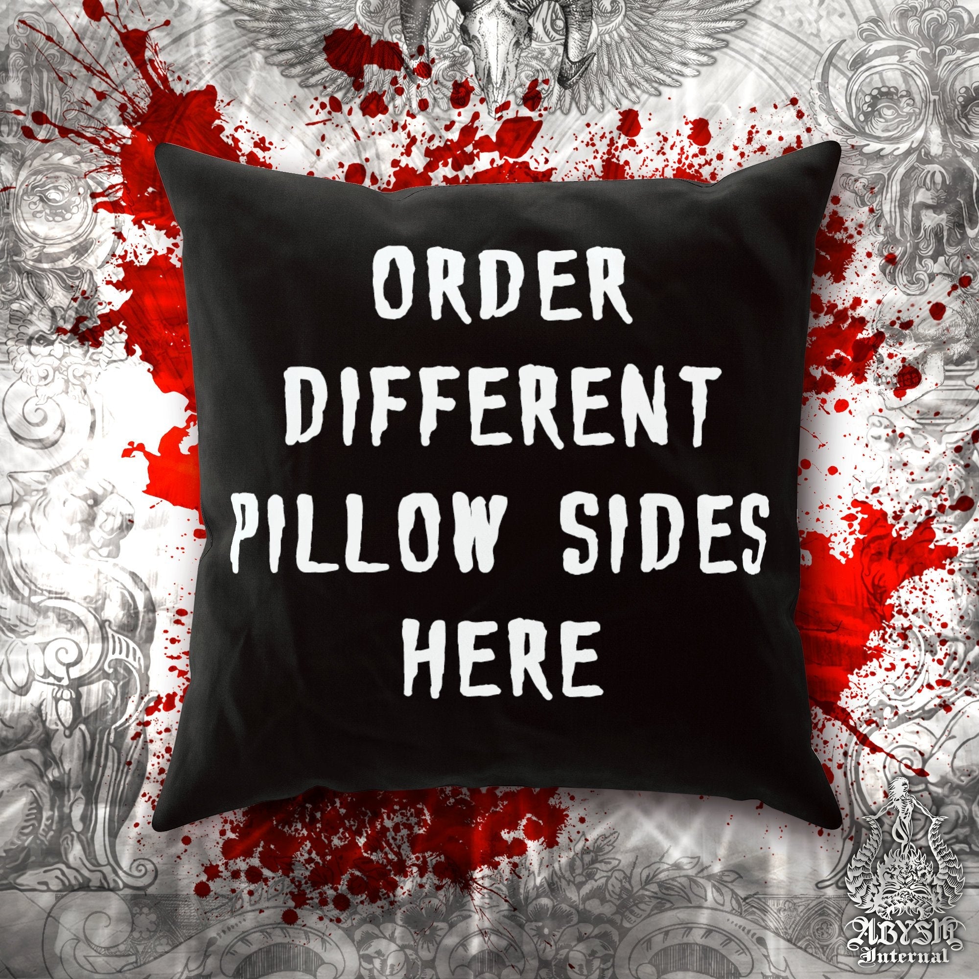 Order Here Throw Pillows with Different Sides - Custom Sides - Abysm Internal