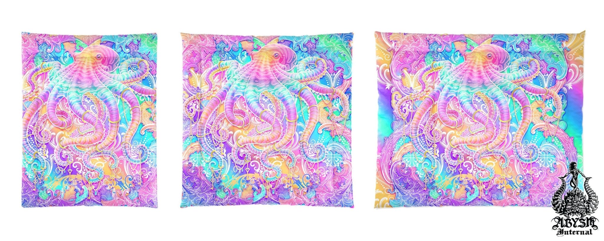 Pastel Bedding Set, Comforter and Duvet, Aesthetic Bed Cover, Kawaii Gamer Bedroom Decor, King, Queen and Twin Size - Kawaii Octopus, Fairy Kei - Abysm Internal