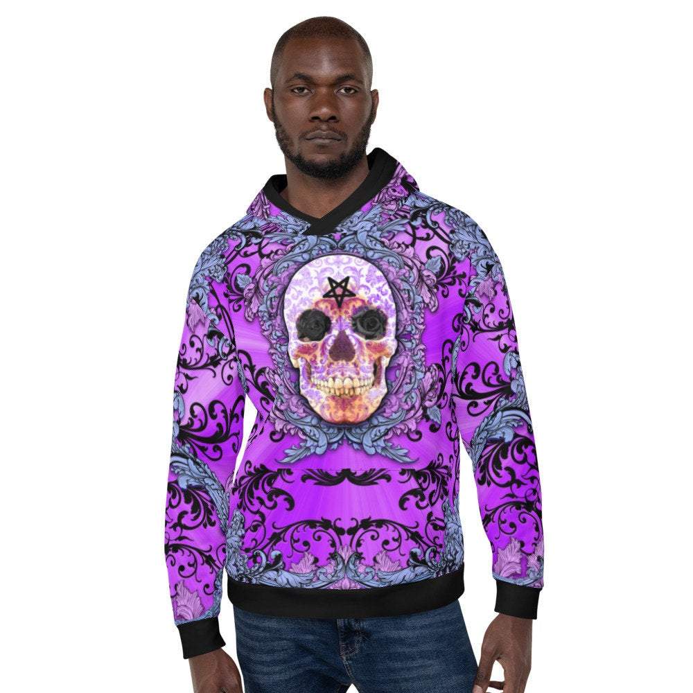 Pastel Goth Hoodie, Skull Streetwear, Street Outfit, Gothic Sweater, Trippy Rave Outfit, Alternative Clothing, Unisex - Abysm Internal