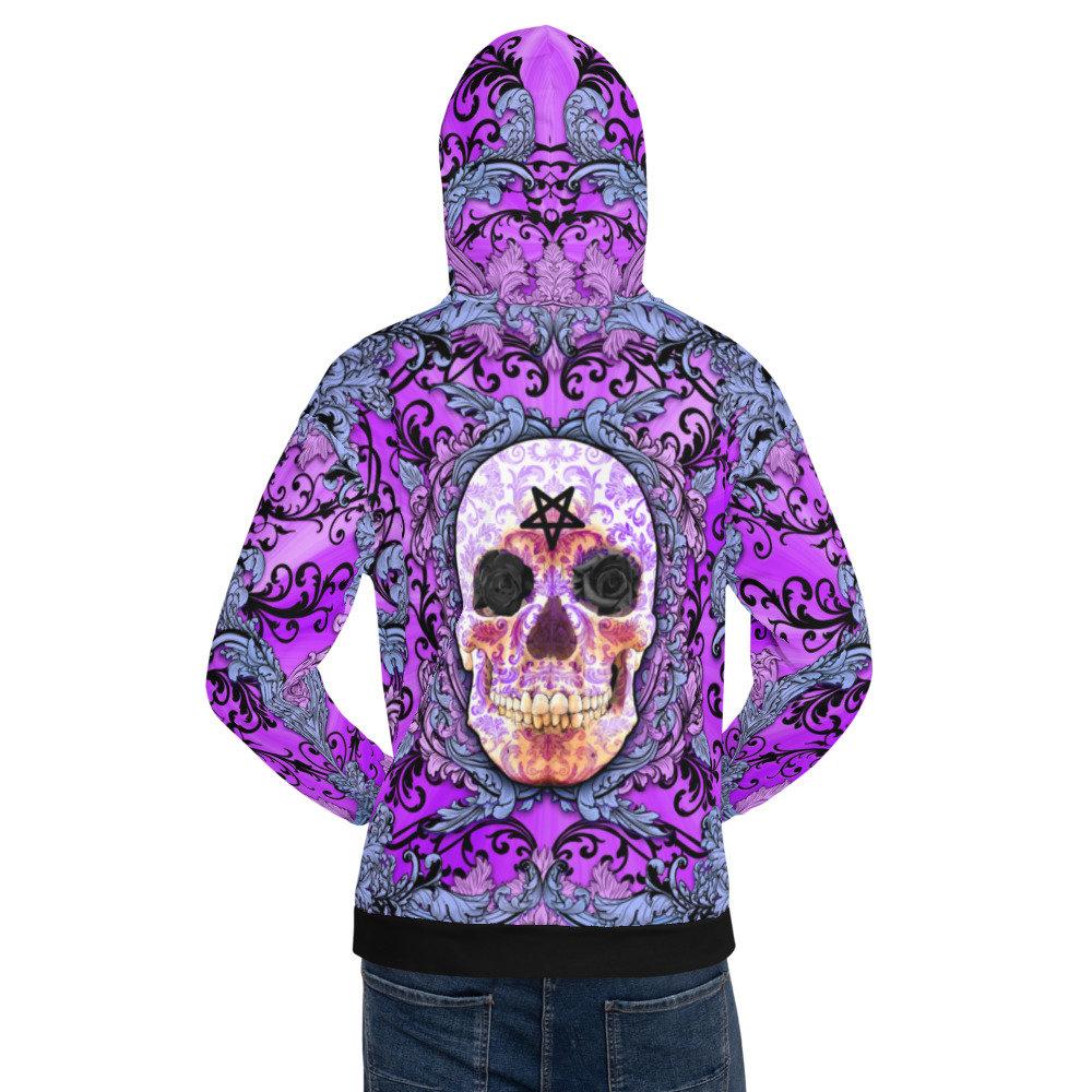 Pastel Goth Hoodie, Skull Streetwear, Street Outfit, Gothic Sweater, Trippy Rave Outfit, Alternative Clothing, Unisex - Abysm Internal