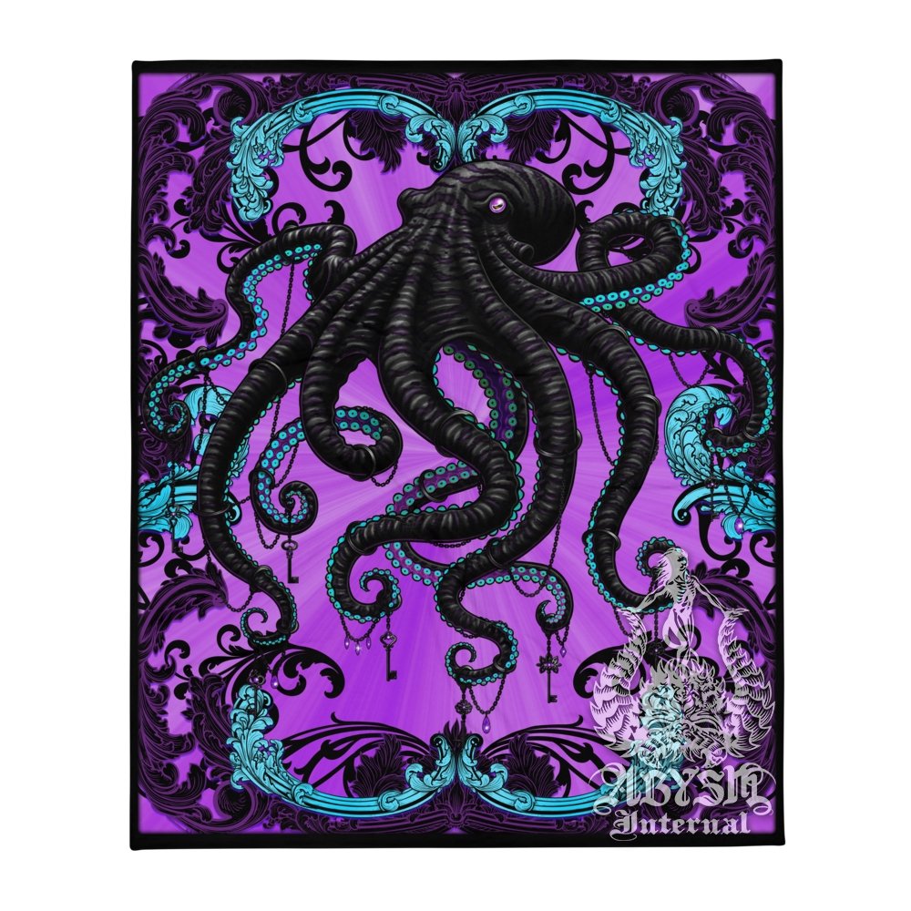 Pastel Goth Tapestry, Octopus Ocean and Beach Home Decor, Art Print - Gothic - Abysm Internal