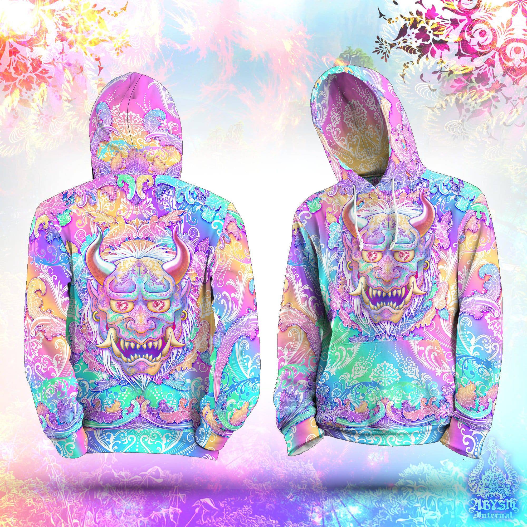 Pastel Hoodie, Japanese Streetwear, Rave Outfit, Festival Sweater, Aesthetic Clothing, Unisex - Oni Demon - Abysm Internal
