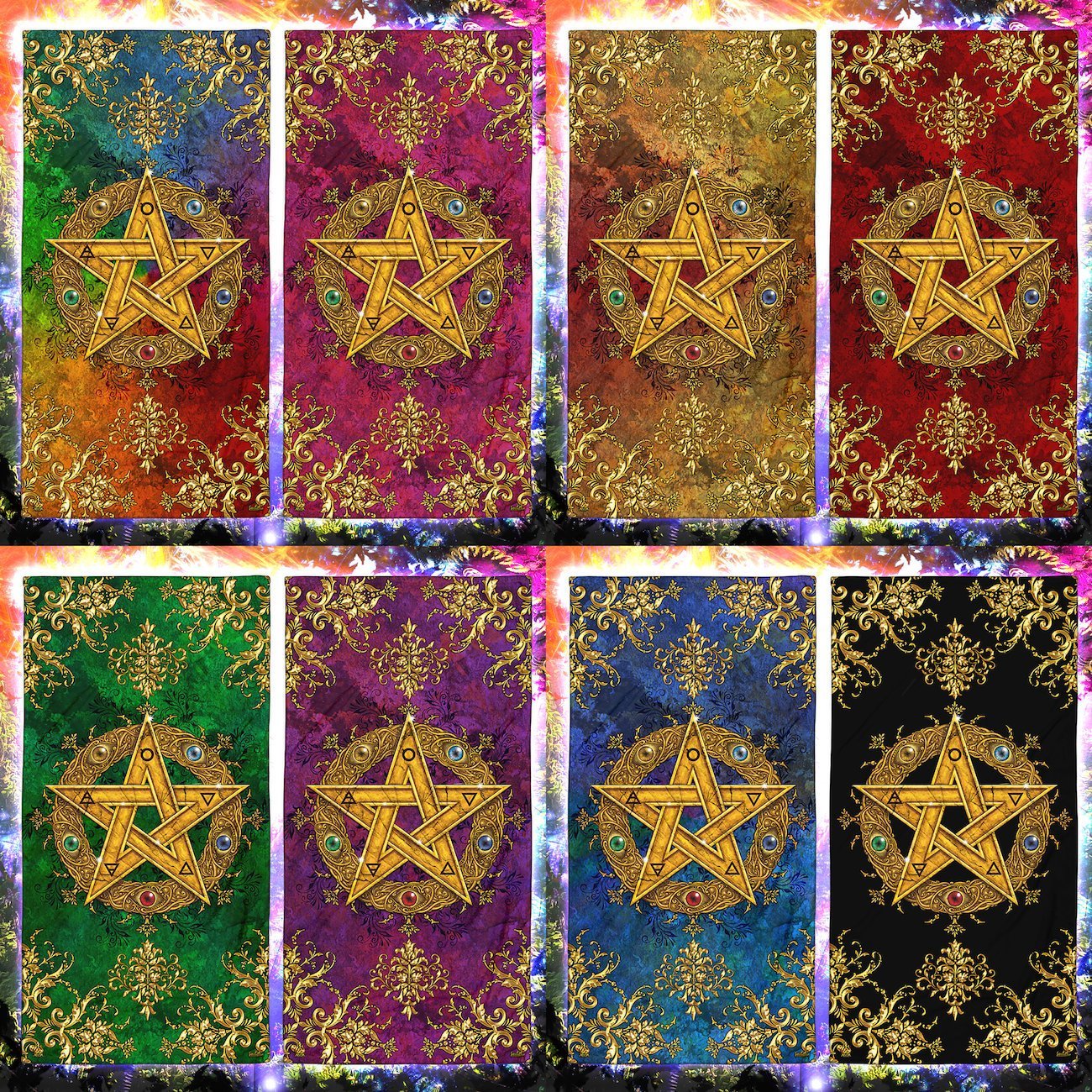 Pentacle Beach Towel, Wiccan Witch and Pagan - Gold - Abysm Internal