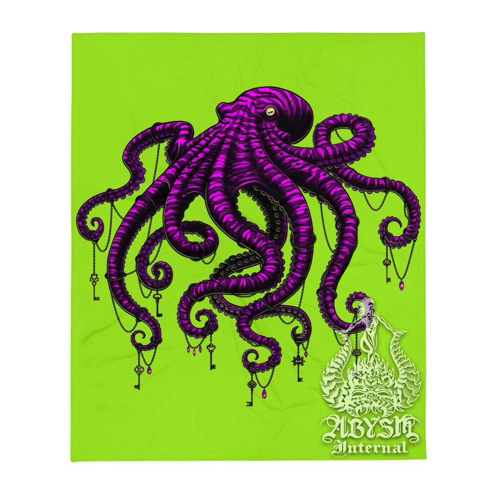 Psy Tapestry, Octopus Wall Hanging, Psychedelic Home Decor, Art Print - Gothic Neon - Abysm Internal