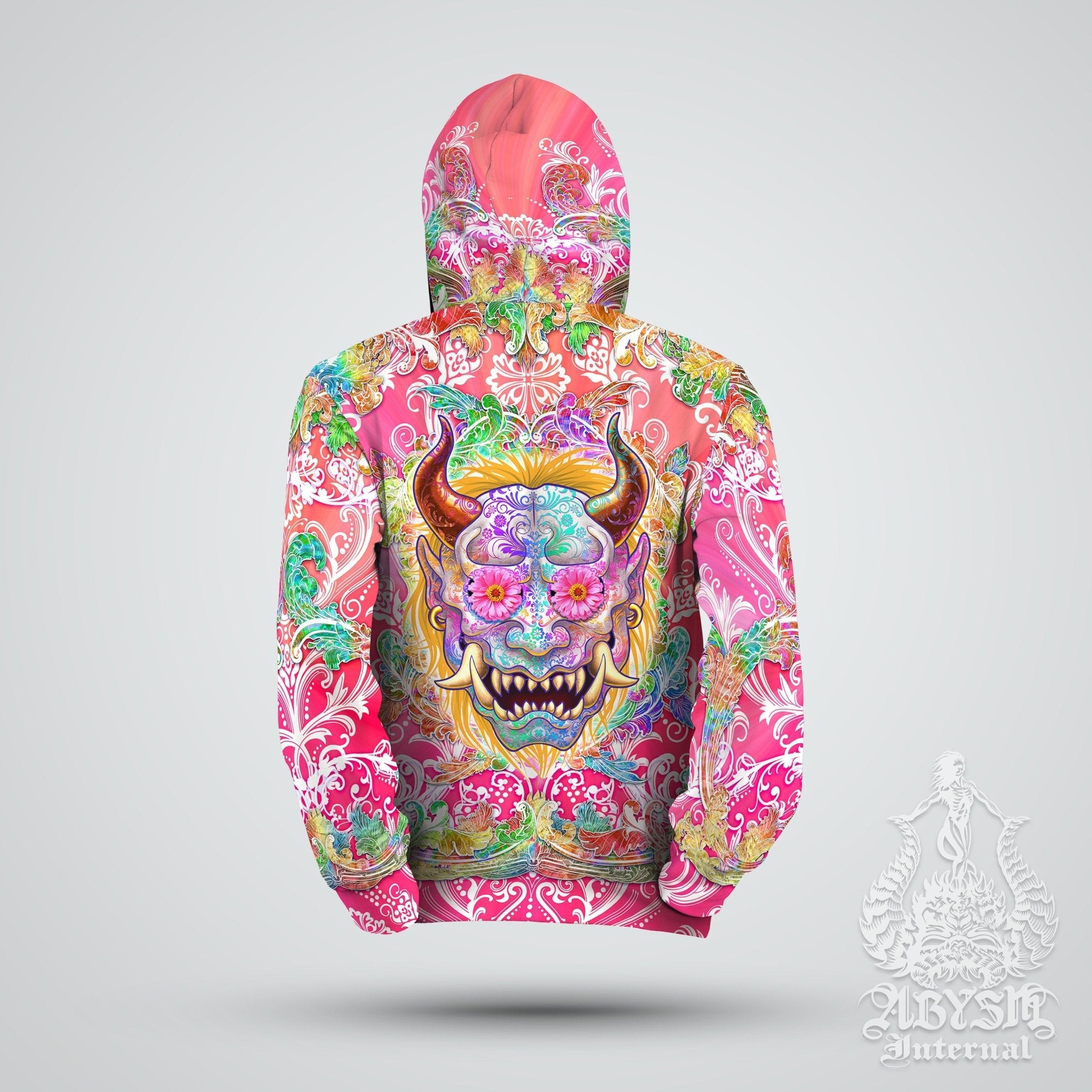 Psychedelic Oni Hoodie, Japanese Festival Streetwear, Demon, Unisex - Psy - Abysm Internal